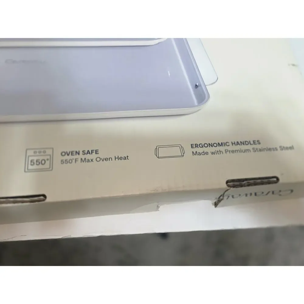 Caraway Home 2pc Duo Baking Sheet Set Cream: Nonstick Bakeware Set with